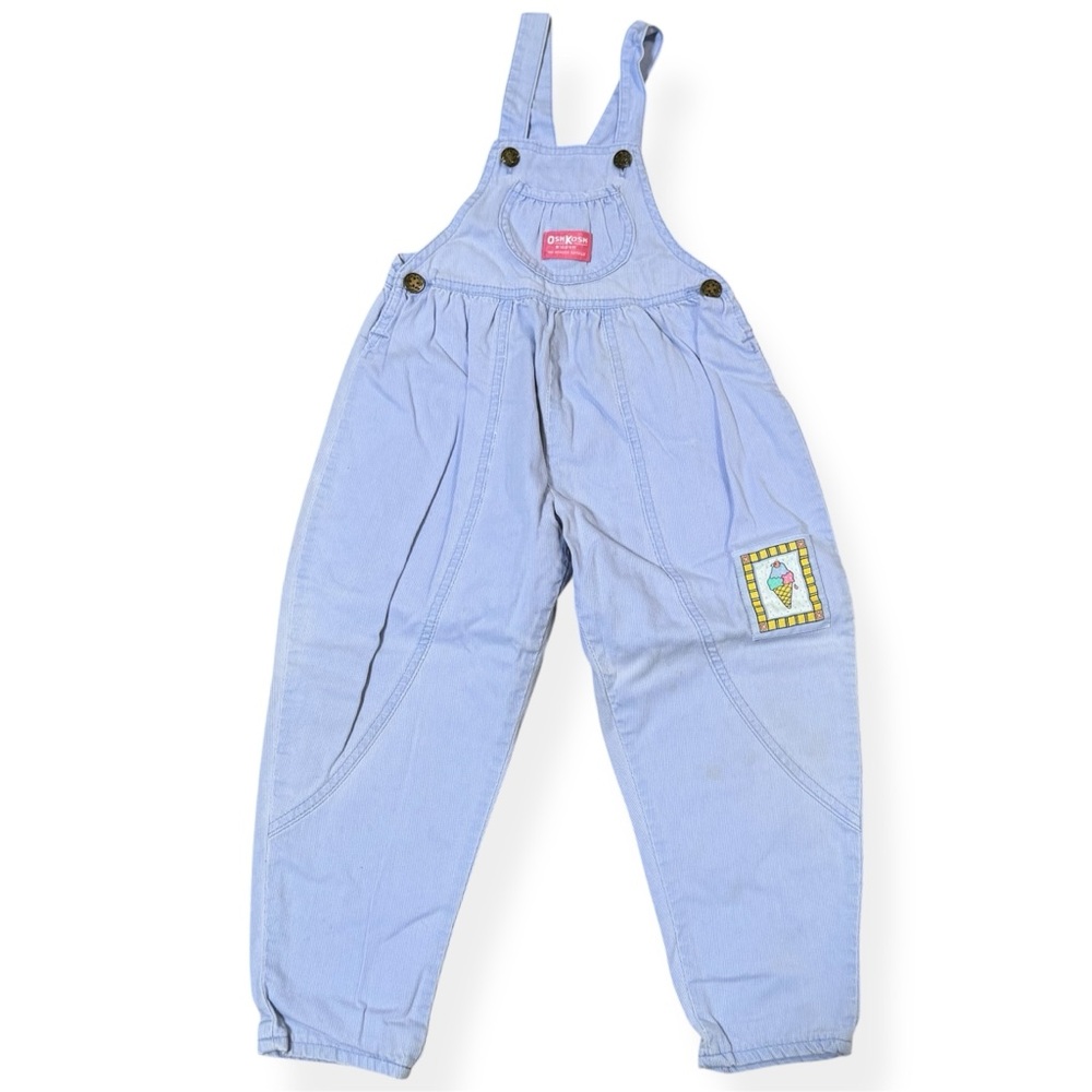Vintage OshKosh Lavender Cord Overalls purple Ice Cream Patch toddler 5 union